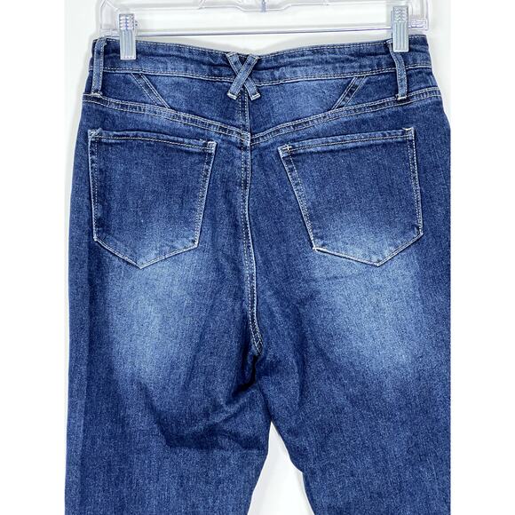 BP. Medium Wash Blue Distressed Straight Leg Button Denim Casual Jeans Size 27 - Picture 5 of 9